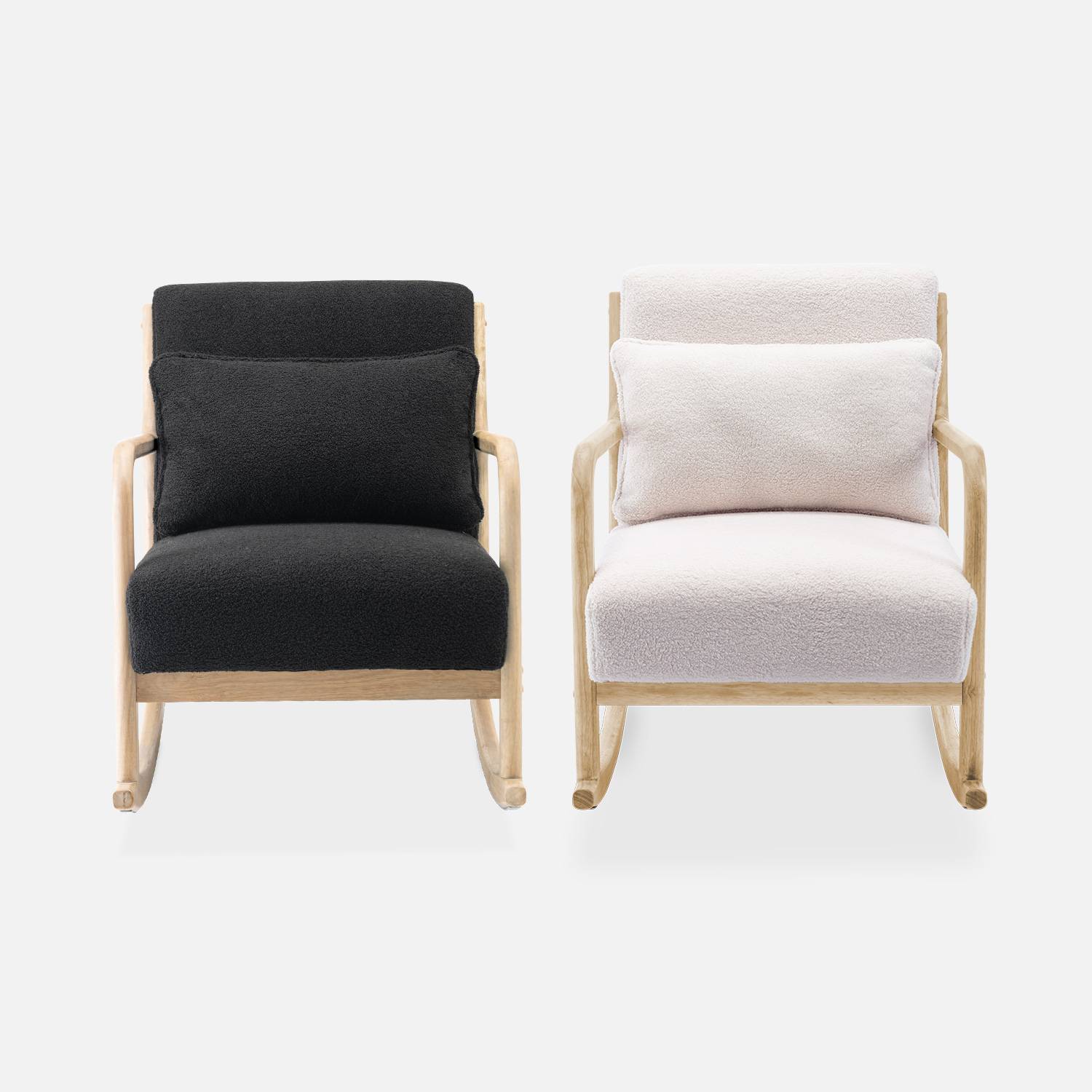 Design schommelstoel van hout en bouclé stof, 1 plaats, Scandinavische look Photo7