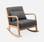 Rocking chair design tissu gris foncé et bois - Lorens Rocking