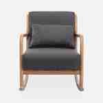 Fauteuil à bascule design en bois et tissu, 1 place, rocking chair scandinave, gris foncé Photo4
