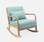 Rocking chair design tissu vert d'eau et bois - Lorens Rocking