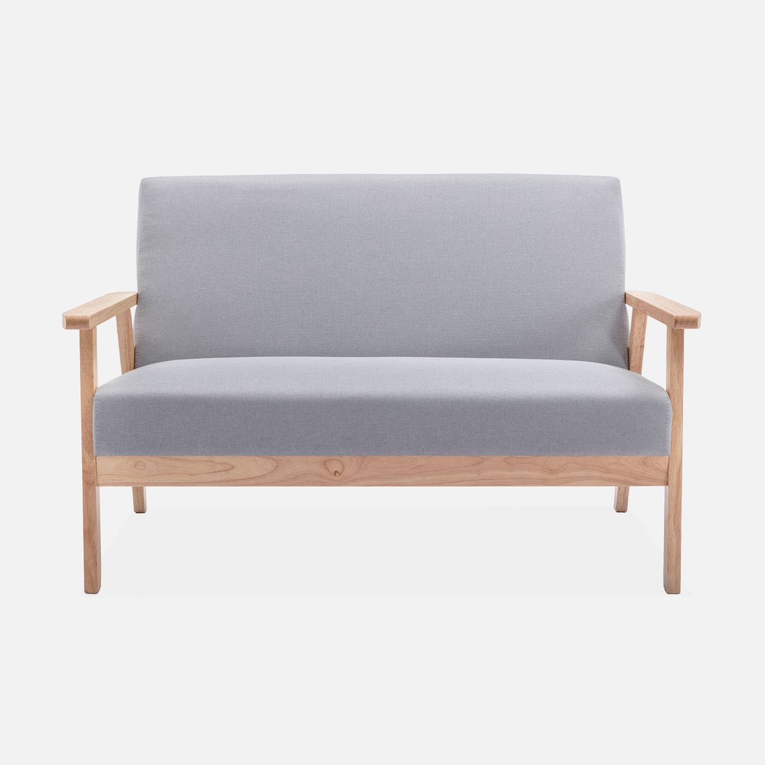 Sofá banco em madeira e tecido cinzento claro, Isak, L 114 x P 69,5 x A 73cm Photo5