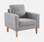 Fauteuil en tissu gris clair - Bjorn - Canapé 1 place fixe droit pieds bois, fauteuil scandinave  