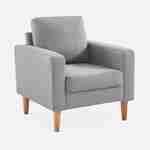 Lichtgrijs stoffen zetel - Bjorn - 1-zits sofa met houten poten, Scandinavische stijl Photo2