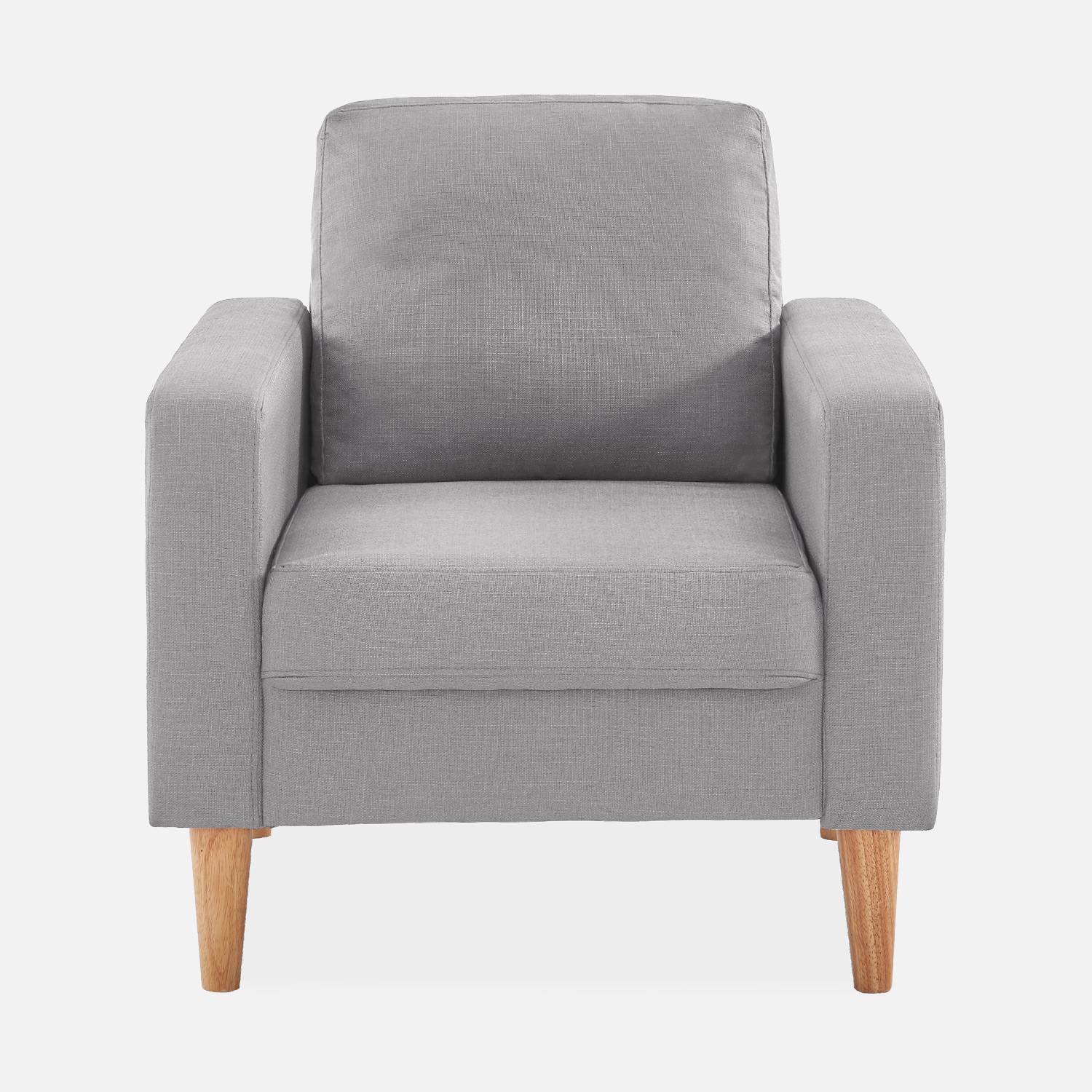 Lichtgrijs stoffen zetel - Bjorn - 1-zits sofa met houten poten, Scandinavische stijl Photo3