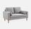 Fauteuil en tissu gris clair - Bjorn - Canapé 2 places fixe droit pieds bois, fauteuil scandinave  
