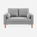 Canapé en tissu gris clair - Bjorn - Canapé 2 places fixe droit pieds bois, style scandinave   Photo3