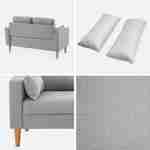 Canapé en tissu gris clair - Bjorn - Canapé 2 places fixe droit pieds bois, style scandinave   Photo4