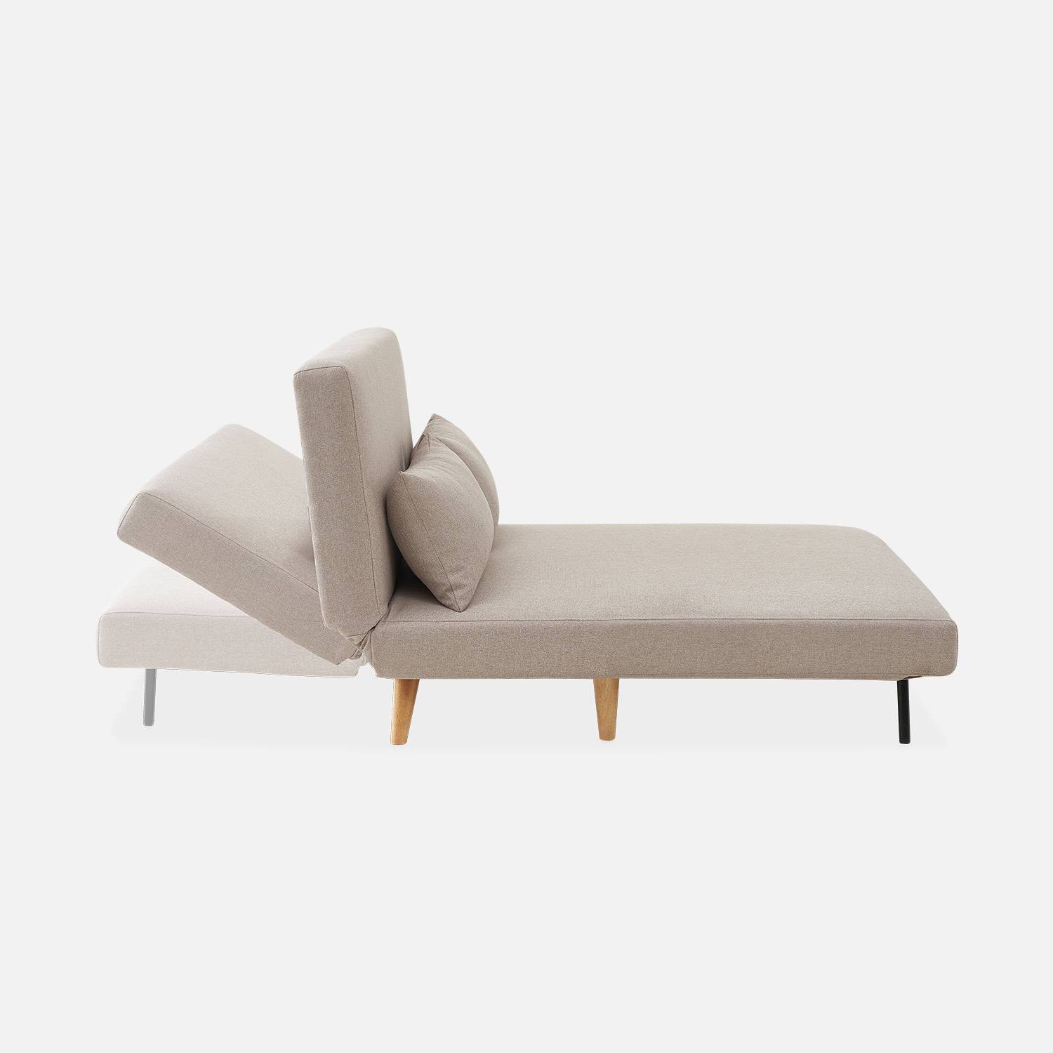 Sofá cama de tela - Guesta - Escandinavo de 2 plazas, patas de madera oscura, beige, asiento corrido, respaldo reclinable Photo5
