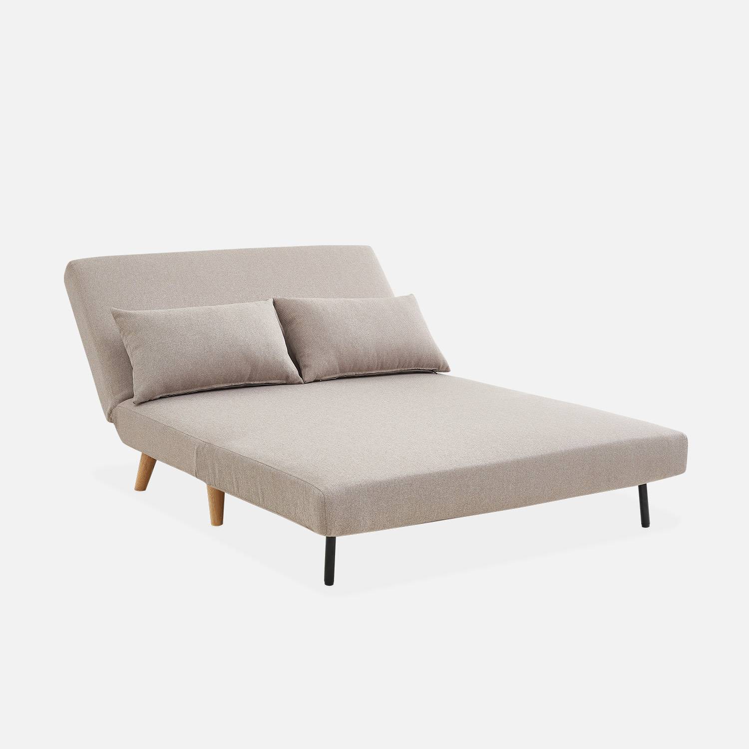 Sofá cama de tela - Guesta - Escandinavo de 2 plazas, patas de madera oscura, beige, asiento corrido, respaldo reclinable Photo6