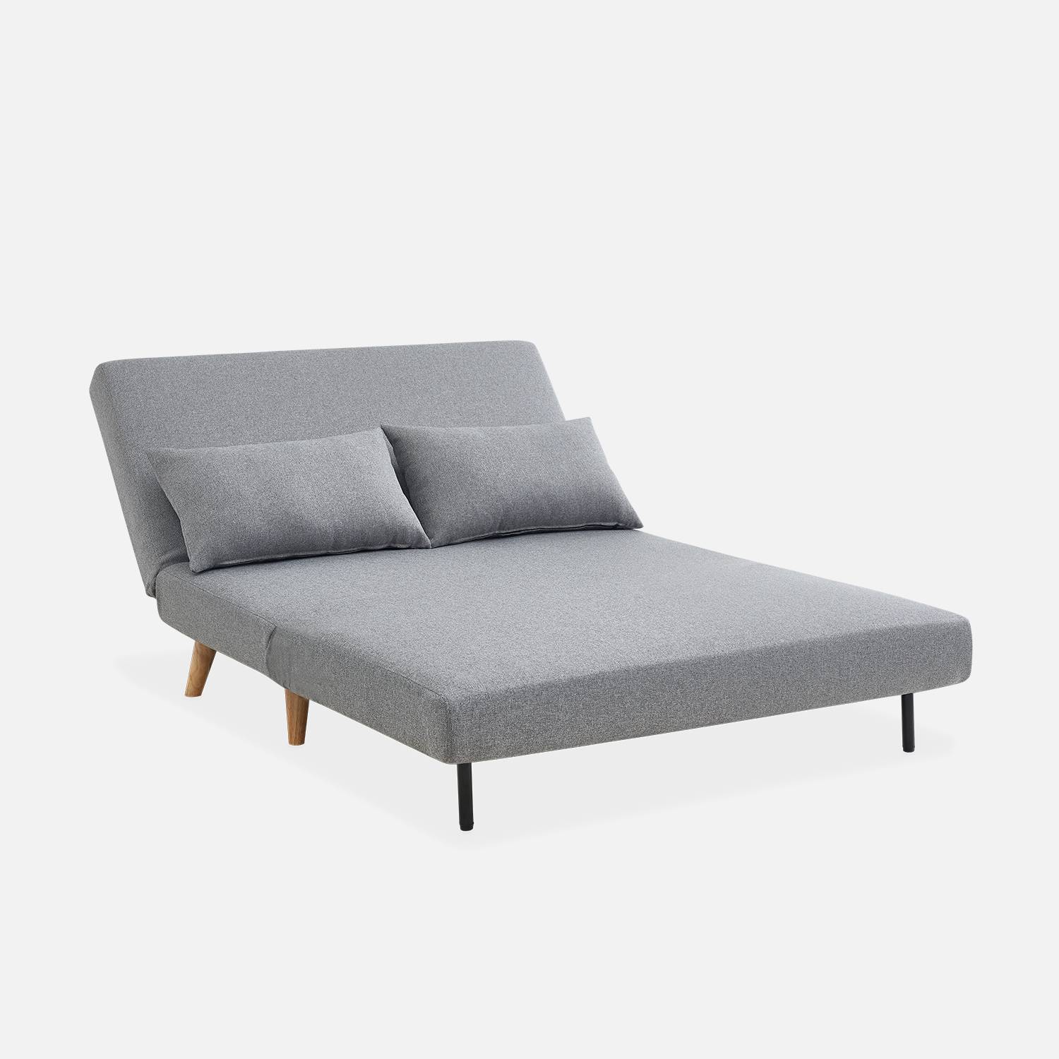 Sofá cama de tela - Guesta - Escandinavo de 2 plazas, patas de madera oscura, gris claro, asiento corrido, respaldo reclinable Photo6