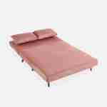 Sofá-cama rosa antigo de 2 lugares - Guesta - pernas de madeira, banco corrido, encosto reclinável Photo7