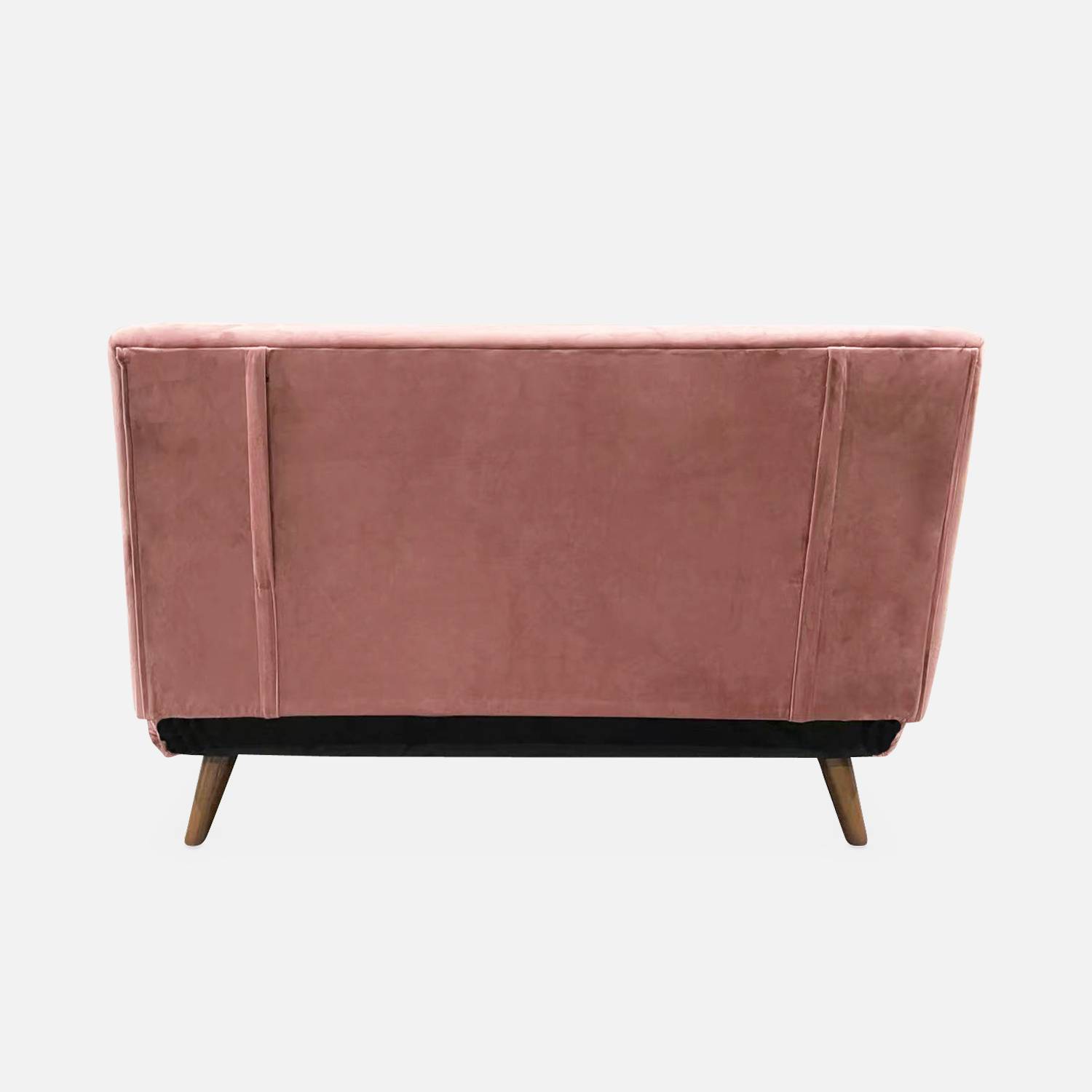 Sofá cama de 2 plazas de color rosa viejo - Guesta - patas de madera, asiento de banco, respaldo reclinable Photo8
