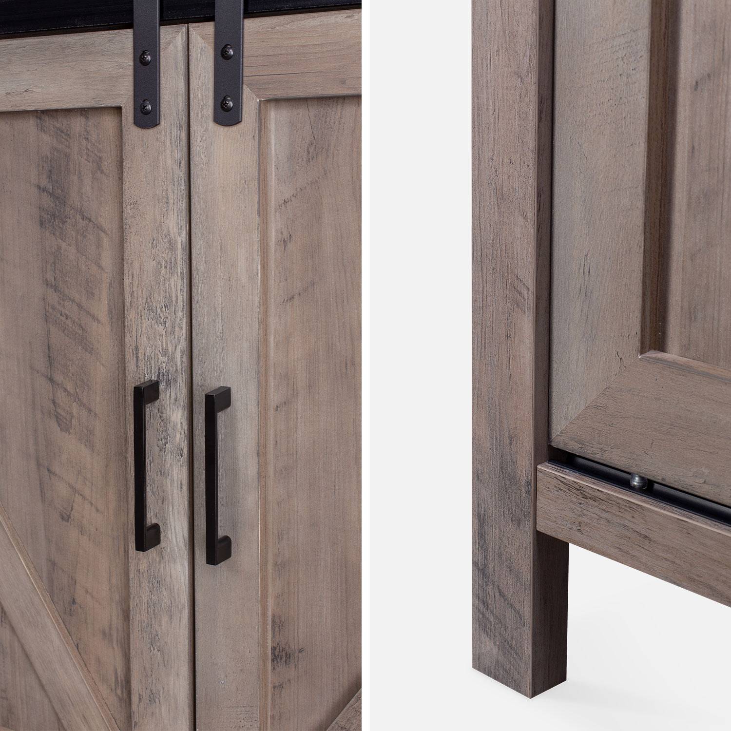 Dressoir grijs hout look, 160x39x80cm, 4 planken, 7 compartimenten Photo9