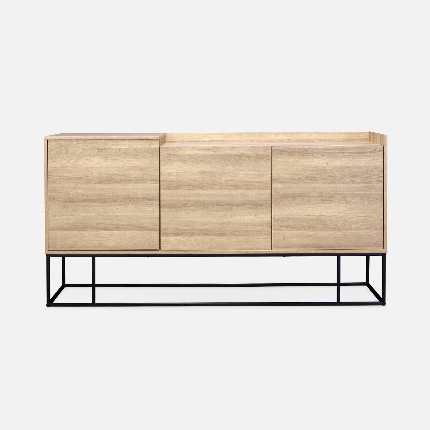 Buffet en décor bois et métal 160 x 39.5 x 80 cm - Magnus - 3 étagères, 6 espaces de rangement Photo8