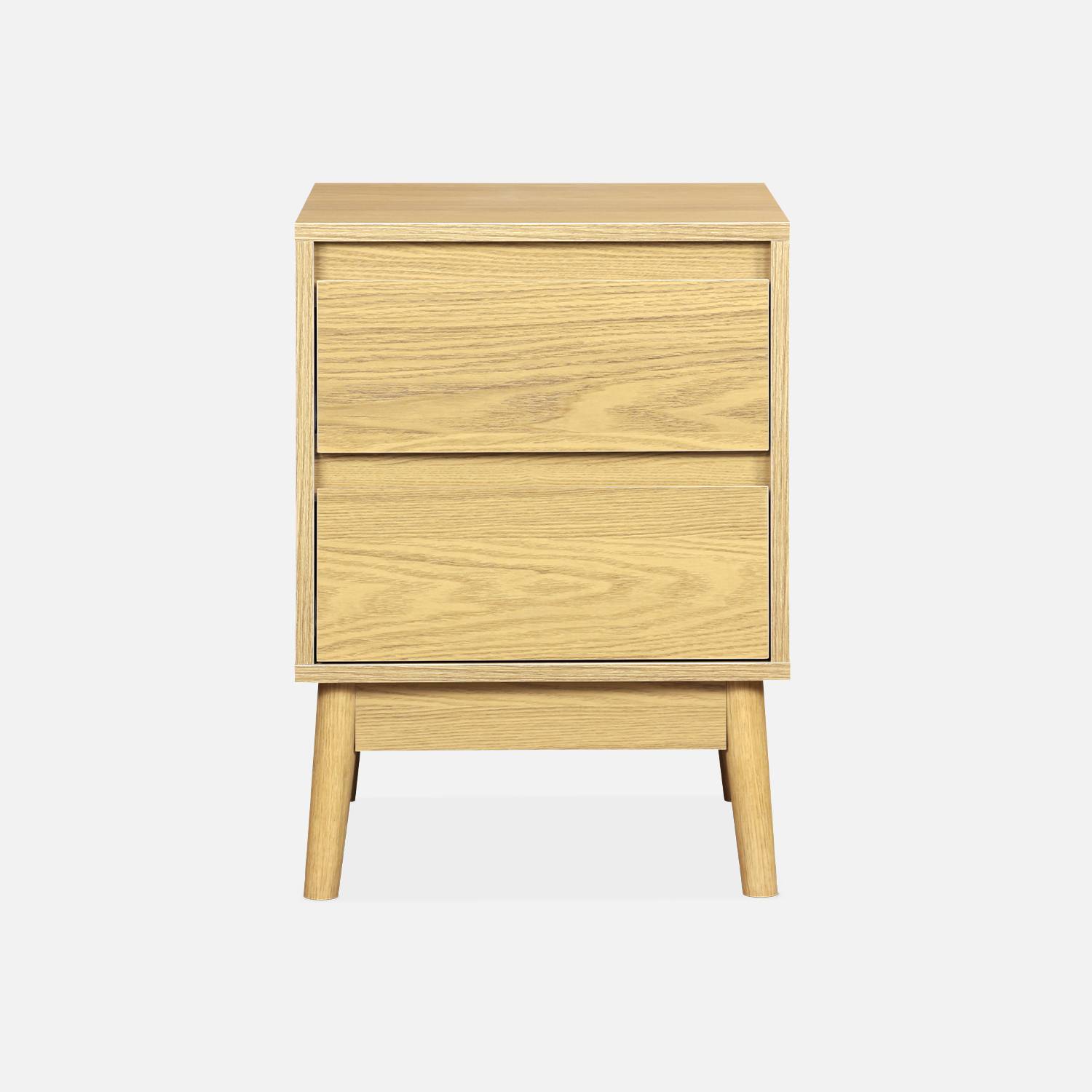 Table de chevet décor bois, deux tiroirs - Dune Photo4