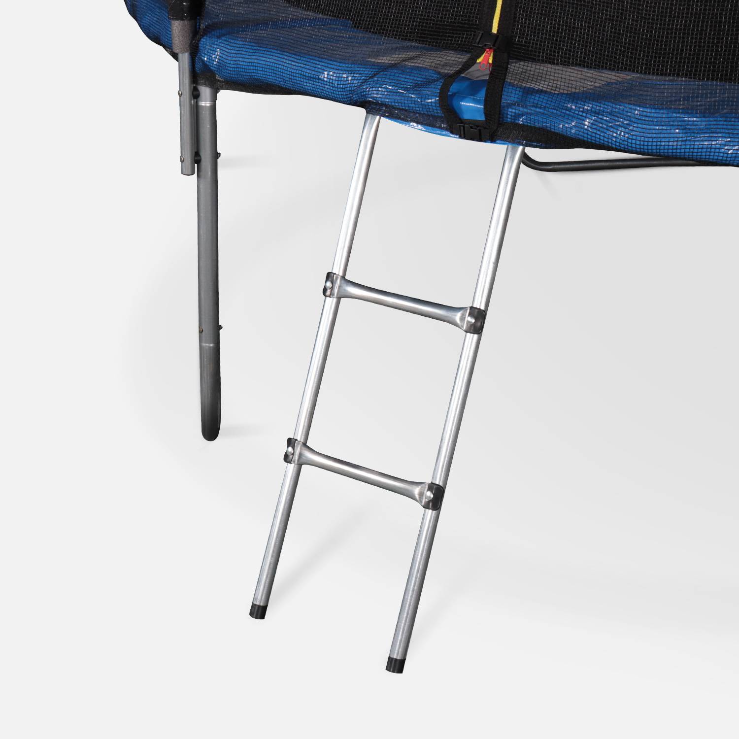Cama elástica Azul, Trampolín de 245 cm, aguanta hasta 100 kg (estructura reforzada). Incluye: escalera + funda protectora + bolsilla para zapatos + kit de anclaje - Pluton XXL Photo6