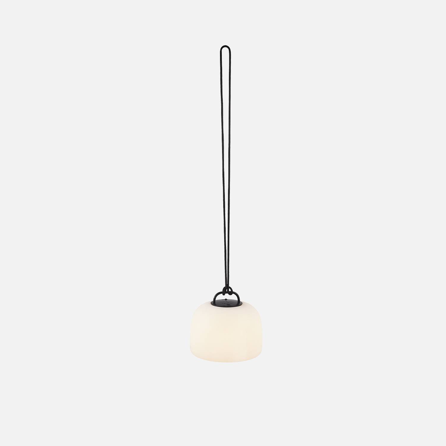 Lámpara LED de interior 3 en 1 - TRIPADA XL - lámpara de plástico con pies de goma de madera, Ø36cm recargable, para colgar, con trípode y cable de 1m Photo3