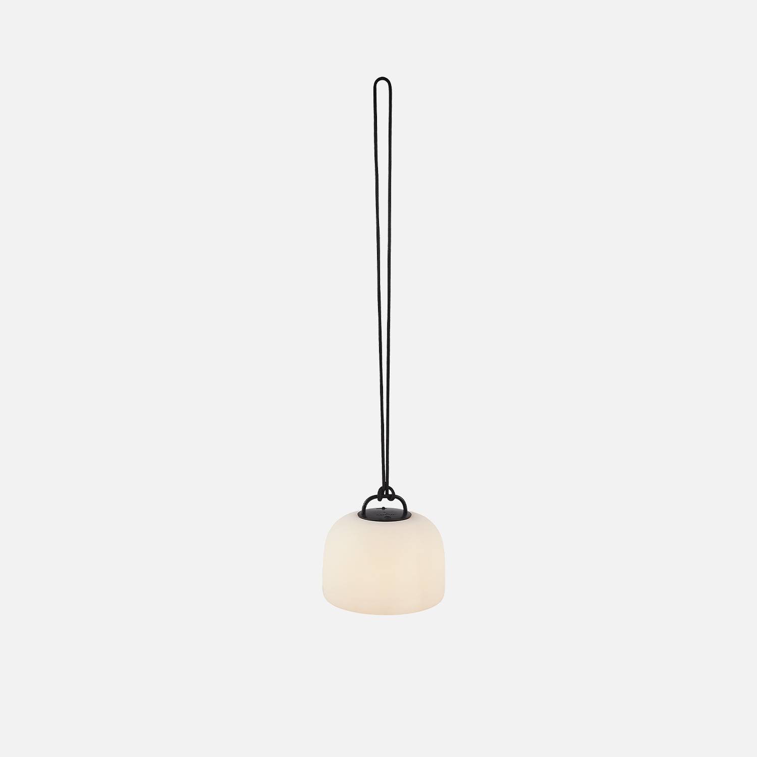 Indoor LED lamp 3 in 1. Kunststof lamp met hevea houten poten, Ø22cm oplaadbaar, om op te hangen, met standaard 35cm en touw Photo3