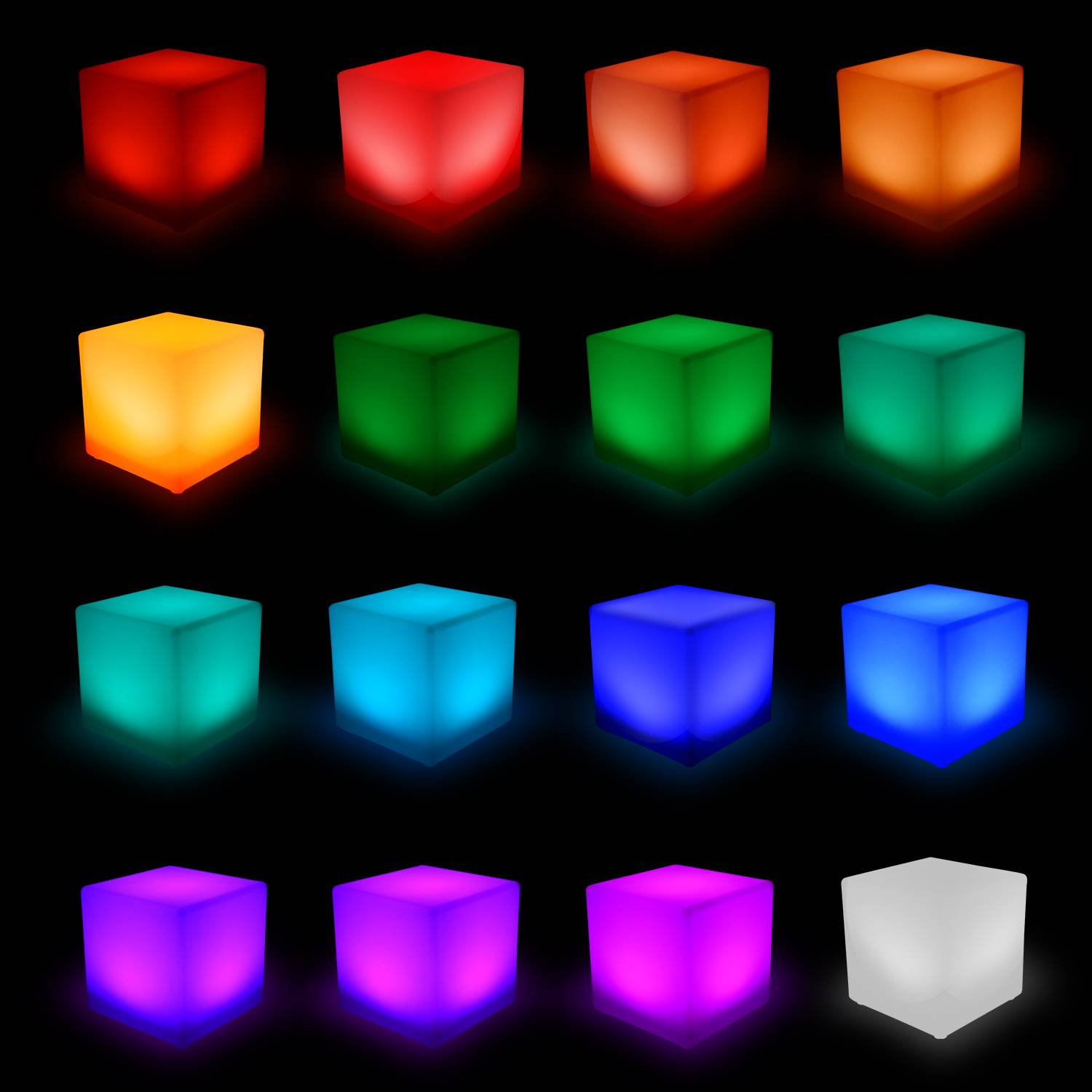 Cubo de iluminação LED multicolor e recarregável, sem cabos, para exterior  - 16 cores  - CUBO DE ILUMINAÇÃO LED, 40 cm Photo5