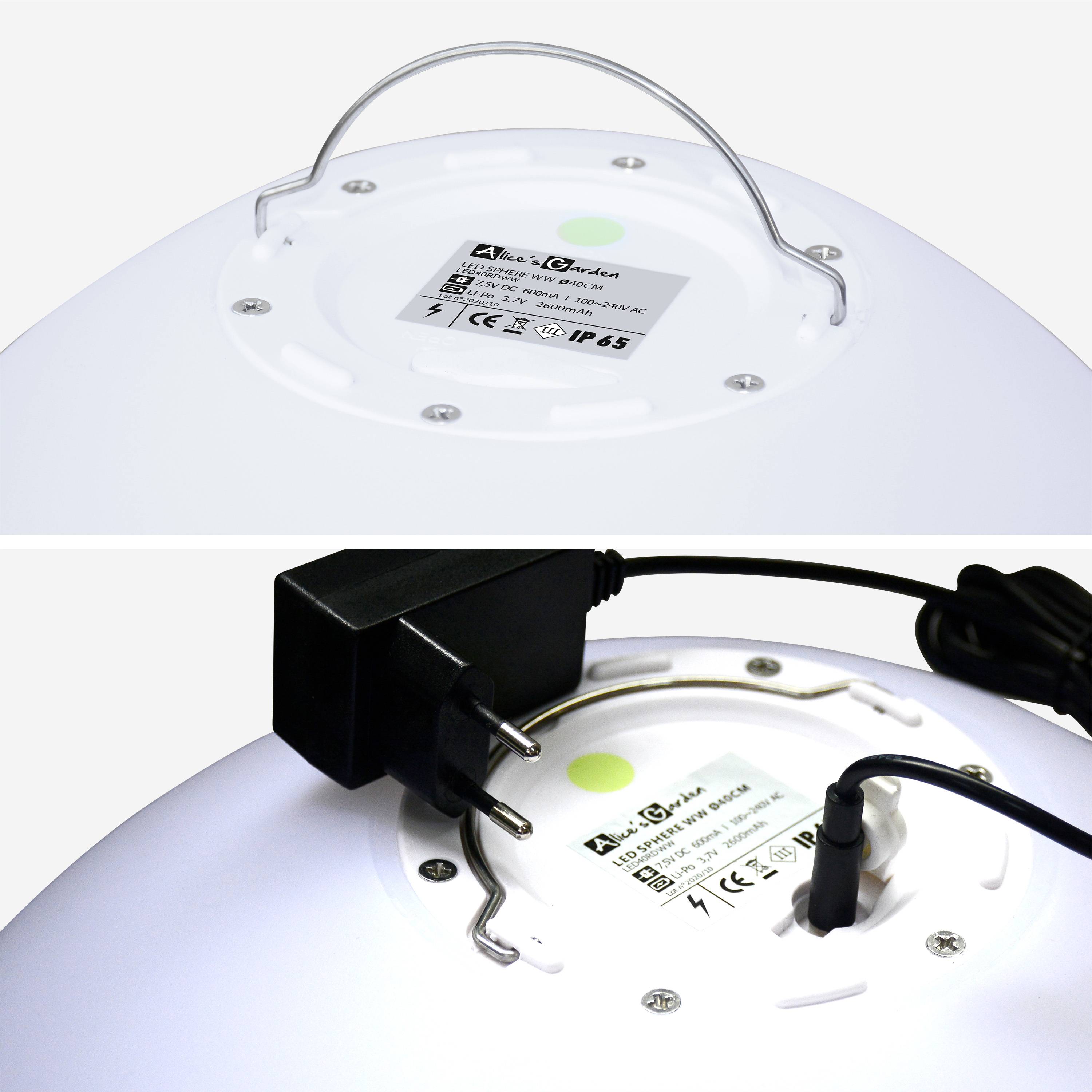 Bola LED 40cm - Esfera de luz decorativa, Ø40cm, branco cálido, controlo remoto Photo4