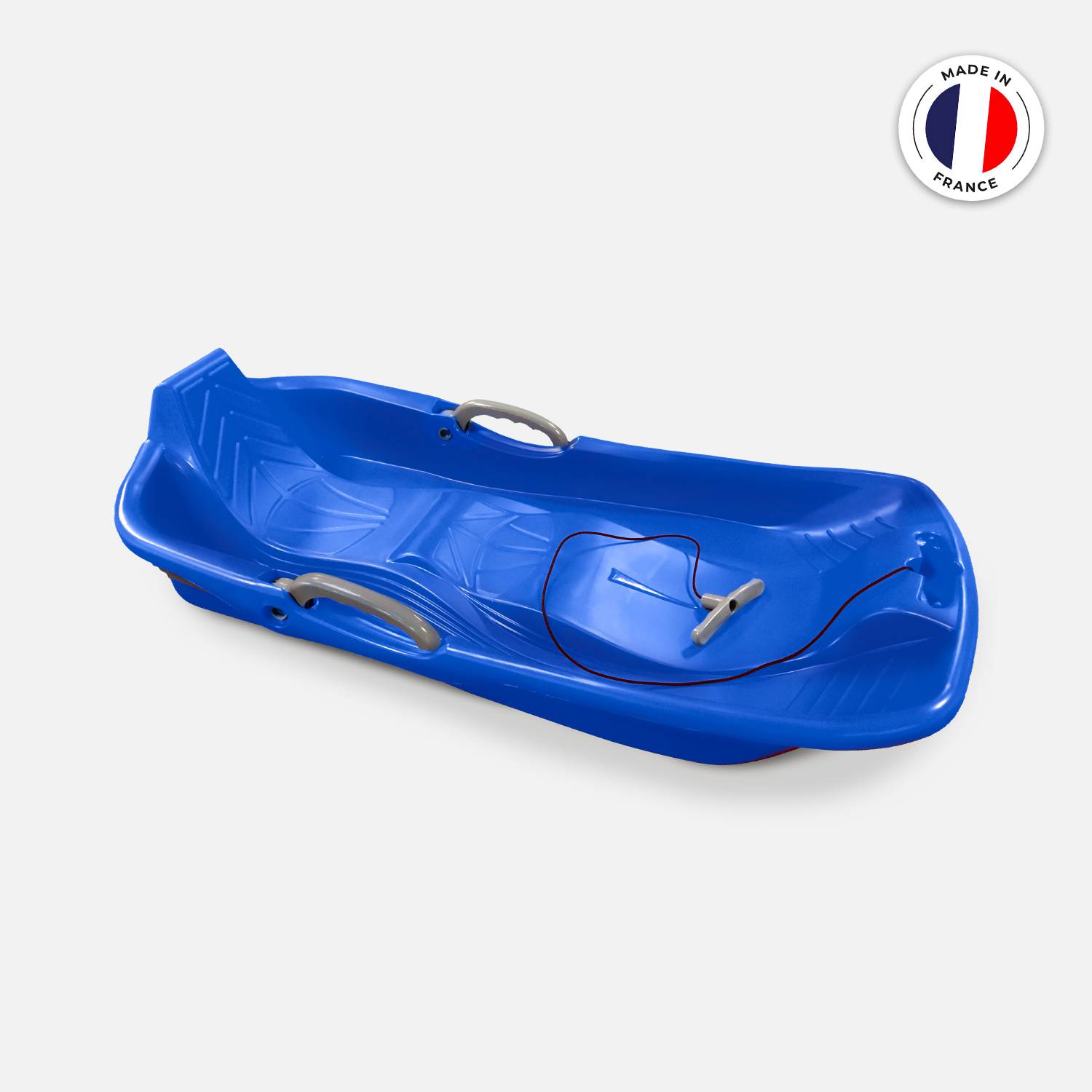 Luge 2 places bleue avec freins, ficelle et poignée tire luge, Made in France  Photo1