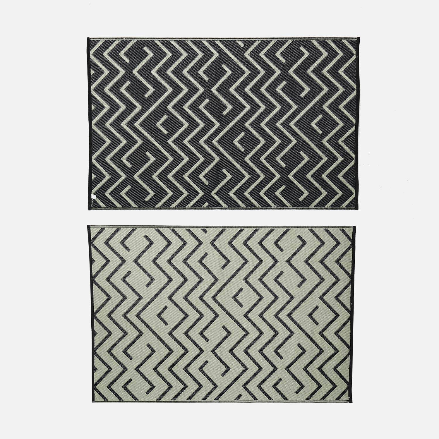 Tapete exterior 120x180cm SYDNEY - Rectangular, padrão de onda preto/ bege, quadriculado, reversível, interior/exterior Photo2