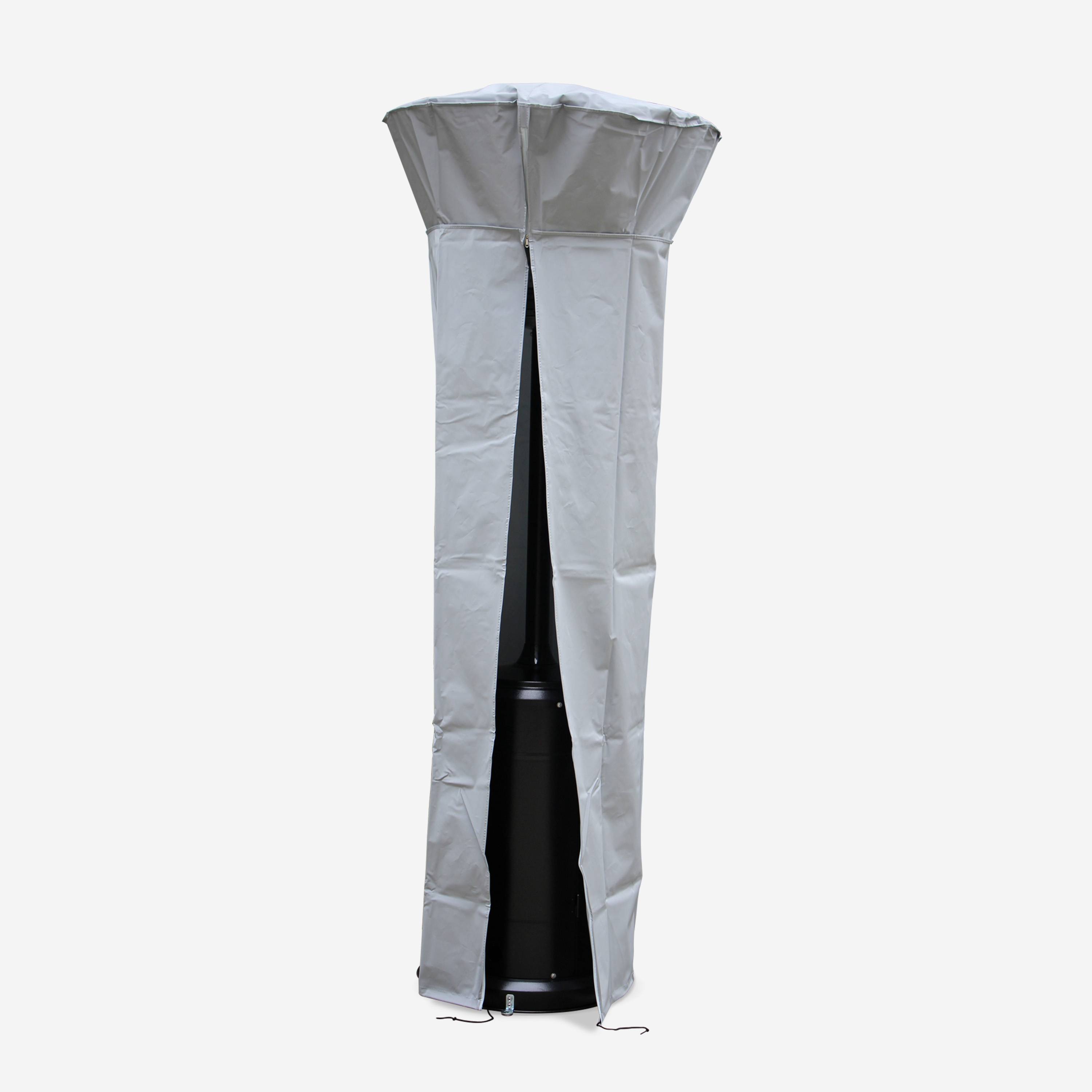 Chauffage d'extérieur gaz 12,5kW - Finland - Parasol chauffant gris réglable, porte en façade, roulettes et housse Photo2