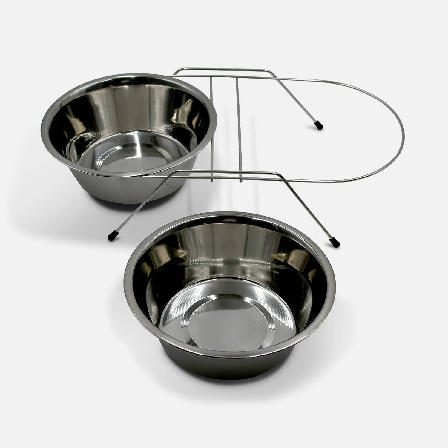 Roestvrijstalen dubbele voederkommen met een diameter van 25 cm met steun voor grote honden, maat L, gripvaste rubberen poten Photo3