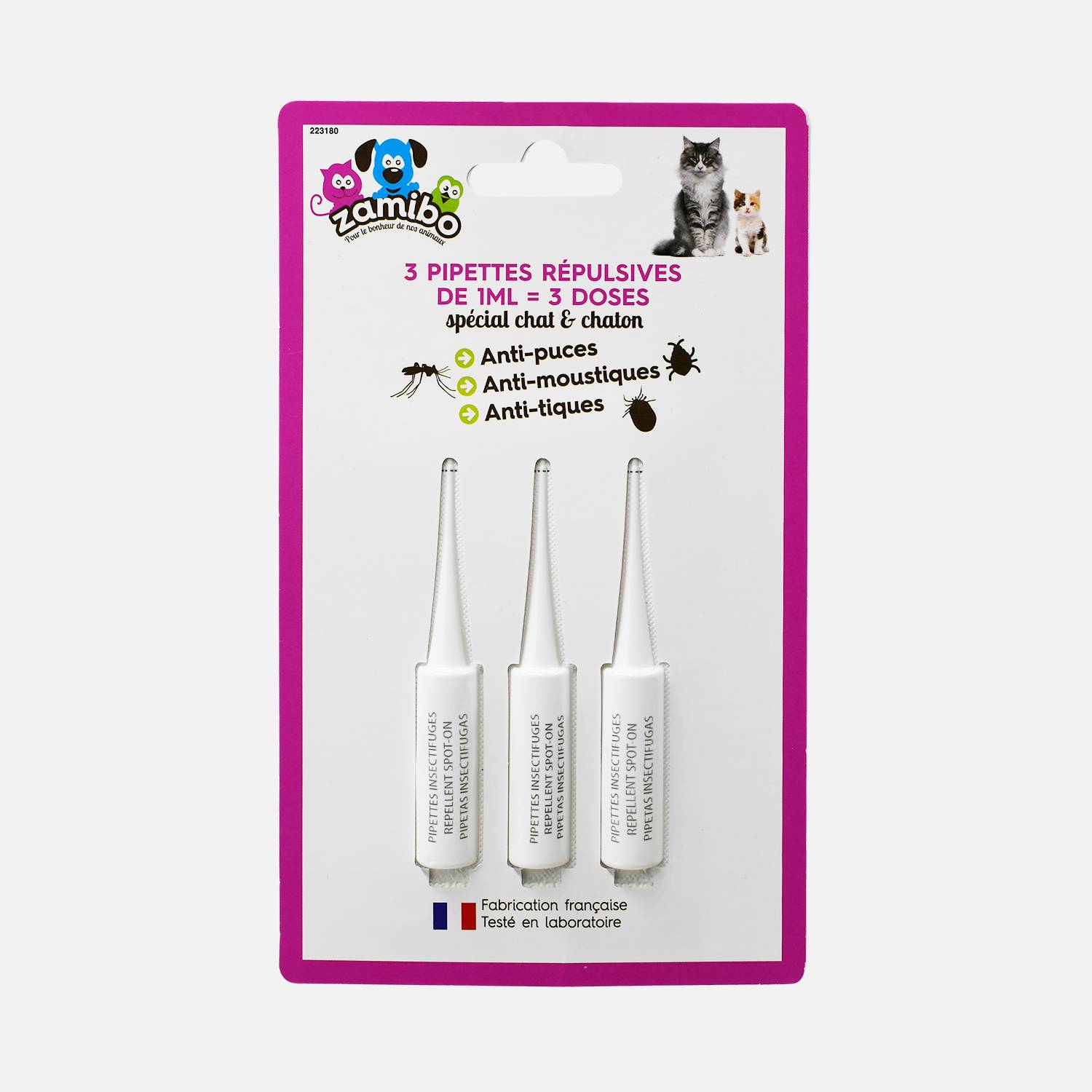 3 pipettes répulsives antiparasitaire pour chat ou chaton, made in France Photo1