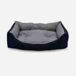 Körbchen aus Baumwolle und Oxford Polyester für kleine Hunde, dunkelblau und grau, Größe S Photo1