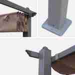 Pergola aluminium - Condate 3x3m -  Toile taupe - Tonnelle idéale pour votre terrasse, toit retractable, toile coulissante, structure aluminium Photo4