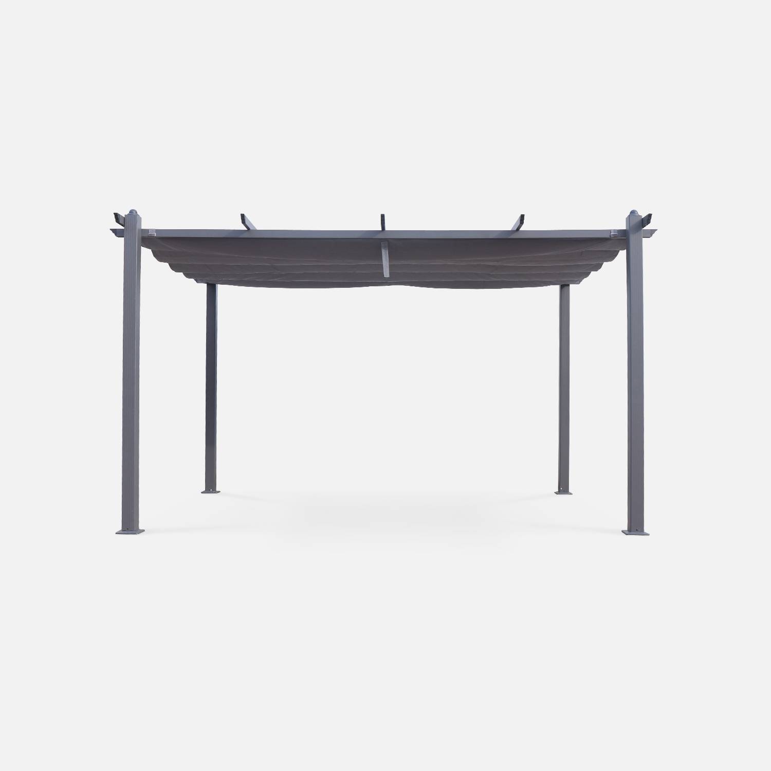 Pergola aluminium - Condate 3x4m -  Toile gris - Tonnelle idéale pour votre terrasse, toit retractable, toile coulissante, structure aluminium Photo2