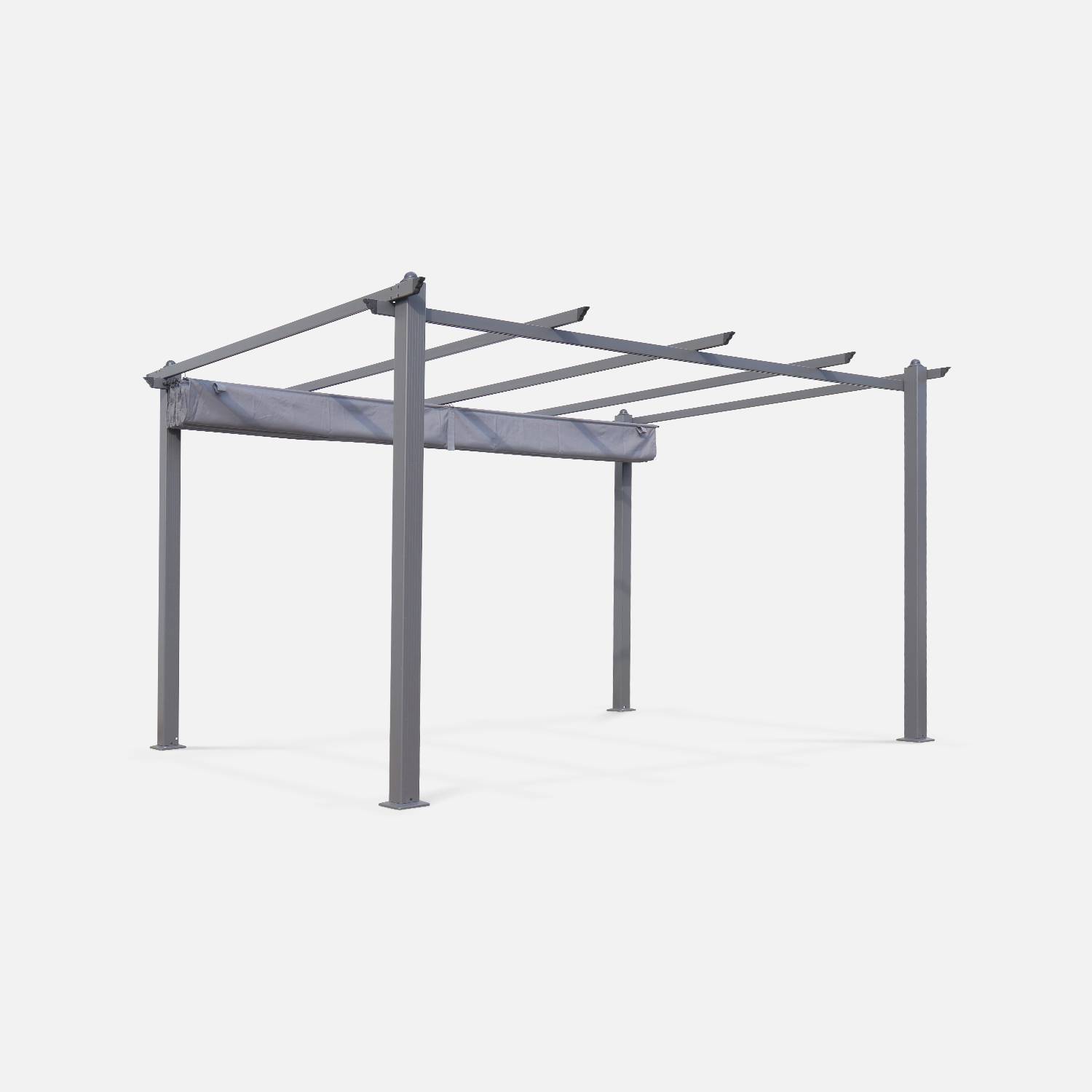 Pergola aluminium - Condate 3x4m -  Toile gris - Tonnelle idéale pour votre terrasse, toit retractable, toile coulissante, structure aluminium Photo3
