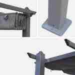 Pergola aluminium - Condate 3x4m -  Toile gris - Tonnelle idéale pour votre terrasse, toit retractable, toile coulissante, structure aluminium Photo4