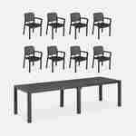 Table de jardin rectangulaire 3 en 1 en résine de synthèse - Julie - Rectangulaire  + 8 fauteuils de jardin empilables Samanna Photo2