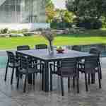 Table de jardin rectangulaire 3 en 1 en résine de synthèse - Julie - Rectangulaire  + 8 fauteuils de jardin empilables Samanna Photo5