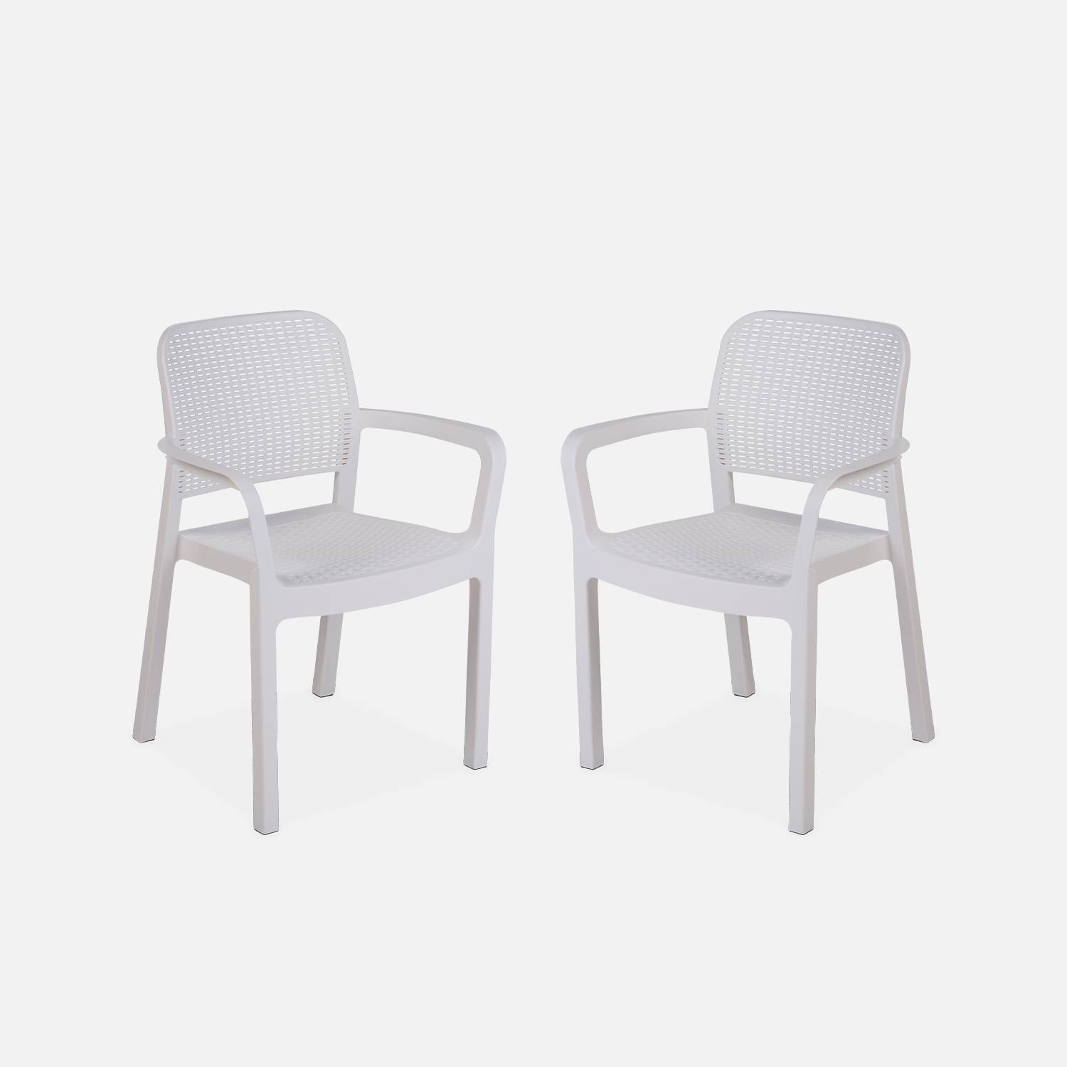 2 Gartenstühle aus Kunststoffharz in Rattanoptik - Weiß - Samanna Photo1