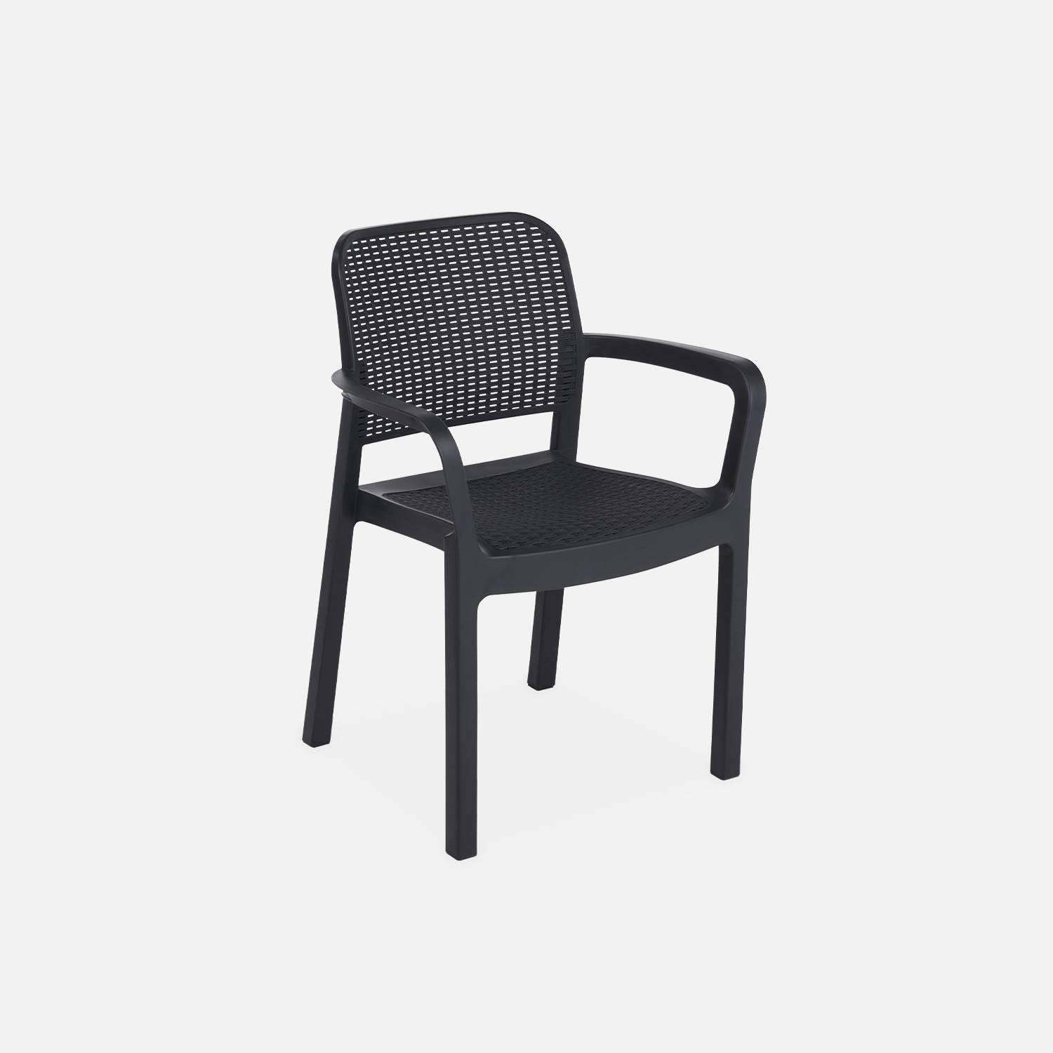 6 fauteuils de jardin en résine plastique imitation rotin - Graphite - Samanna Photo2
