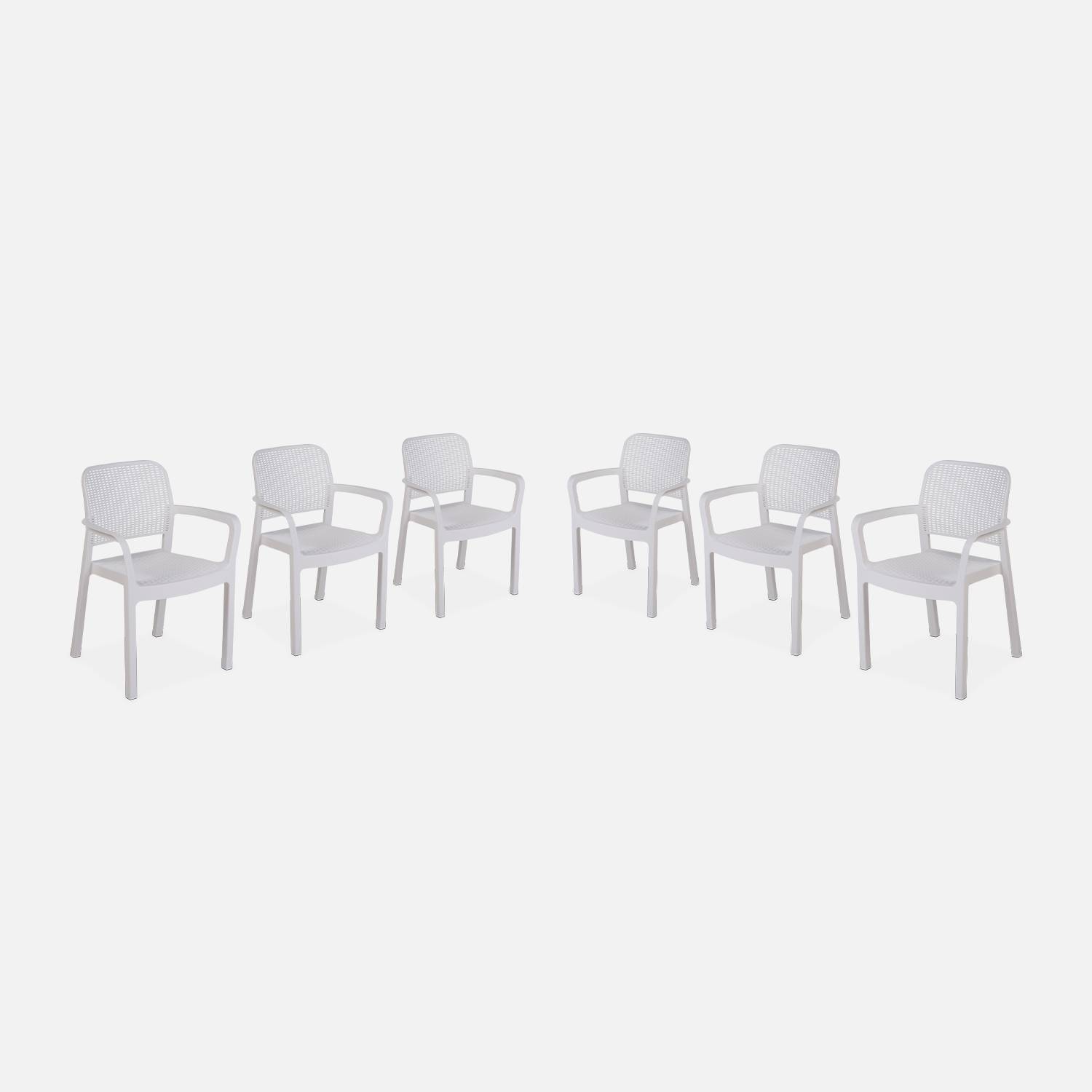 6 fauteuils de jardin en résine plastique imitation rotin - Blanc - Samanna Photo1