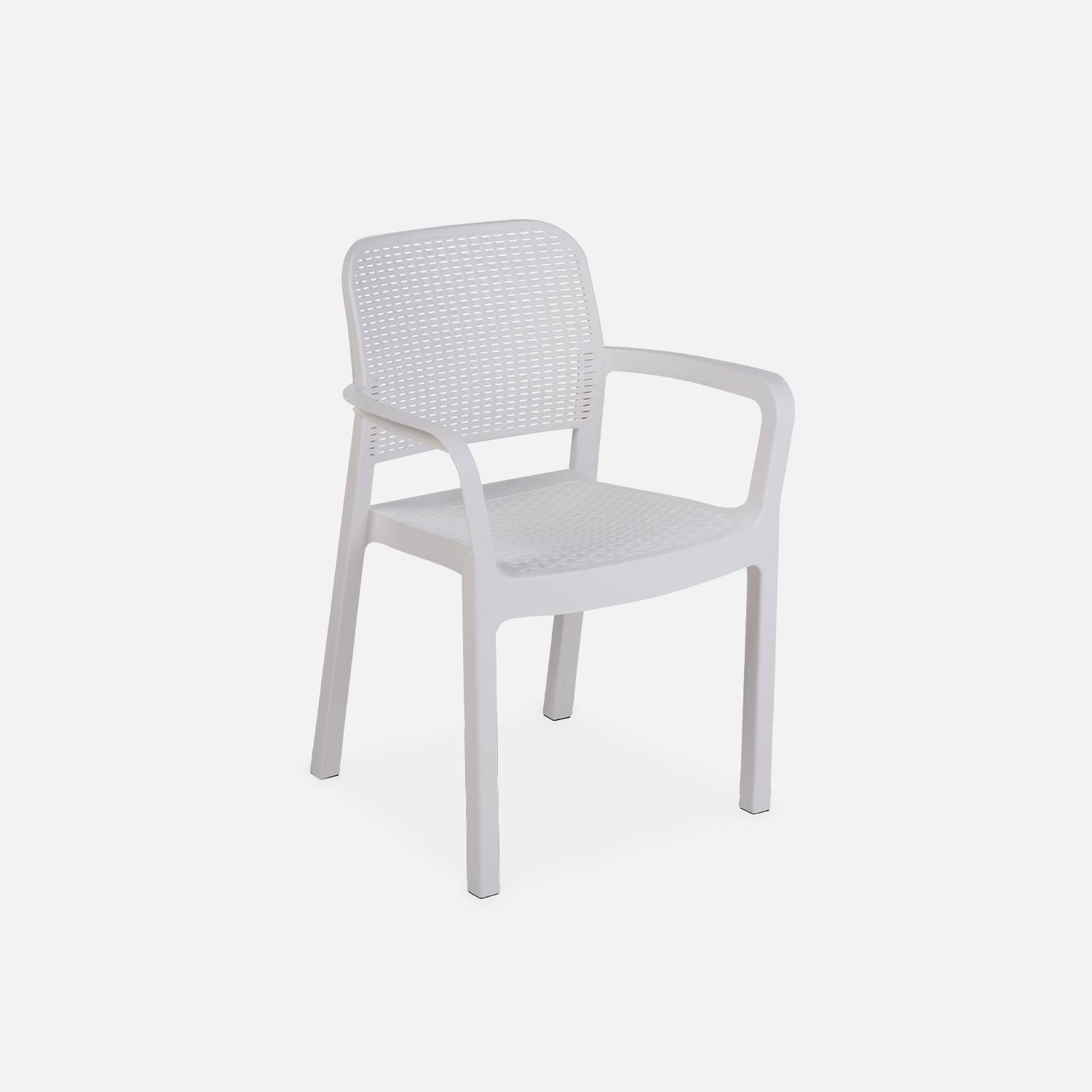 6 fauteuils de jardin en résine plastique imitation rotin - Blanc - Samanna Photo2