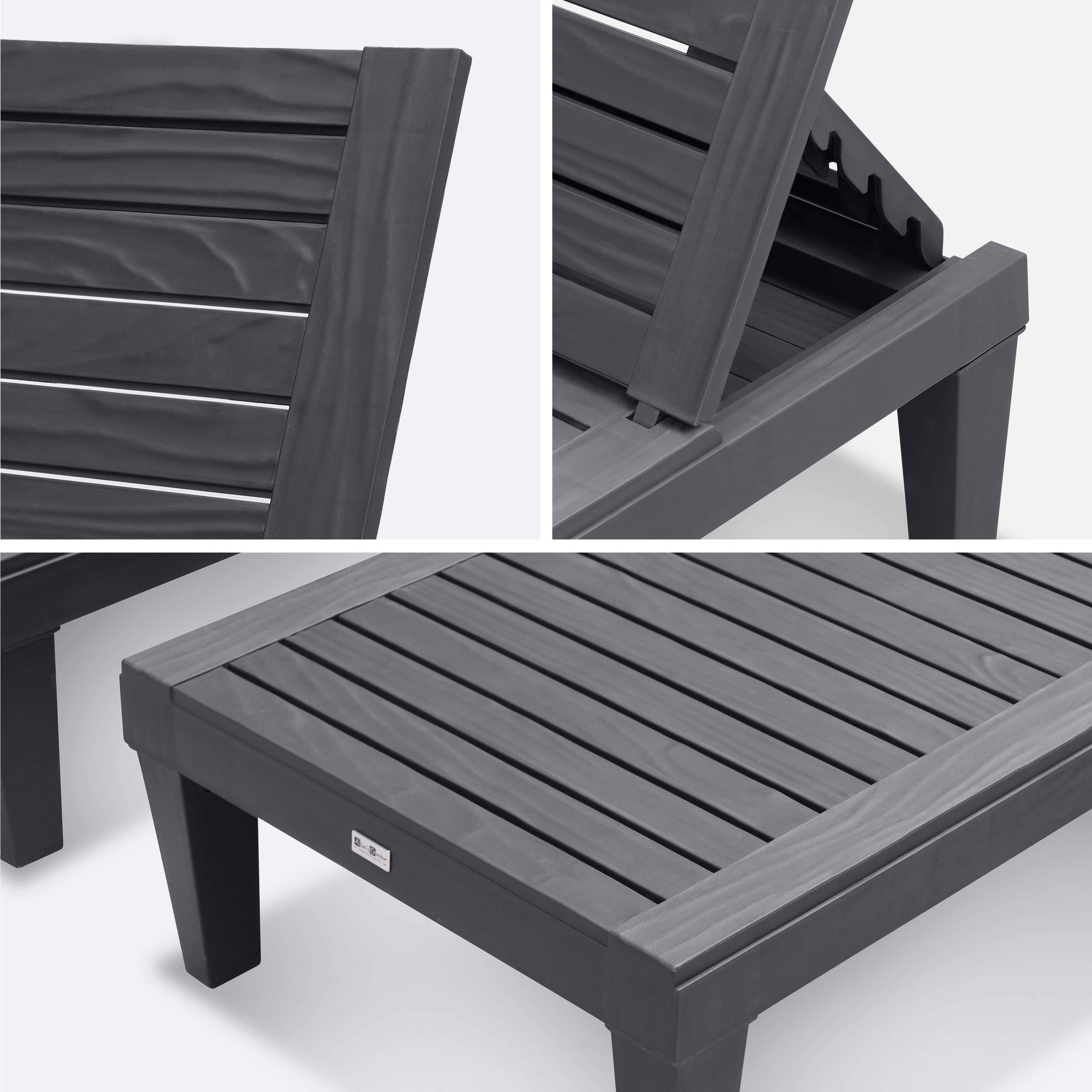 Set van 2 ligstoelen, PIA, ligstoel met verschillende standen, van kunststof, zwart Photo5