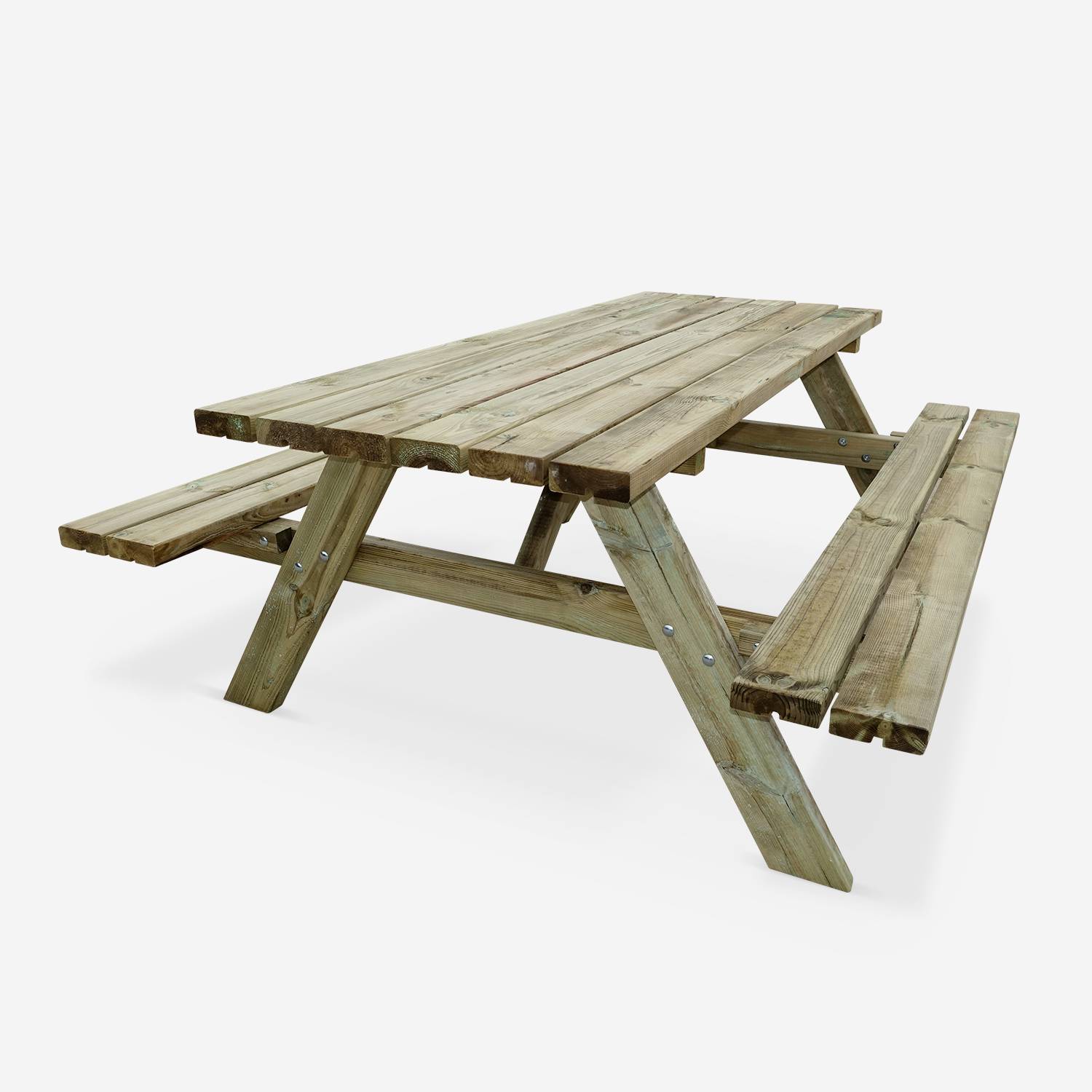 Lot de 4 tables de pique-nique 180 cm avec bancs rabattables en bois, 6 places - PANCHINA - Tables de jardin robustes en pin sylvestre FSC Photo3