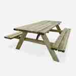 Lot de 4 tables de pique-nique 180 cm avec bancs pliants en bois, 6 places - PANCHINA - Tables de jardin robustes en bois de pin FSC Photo3