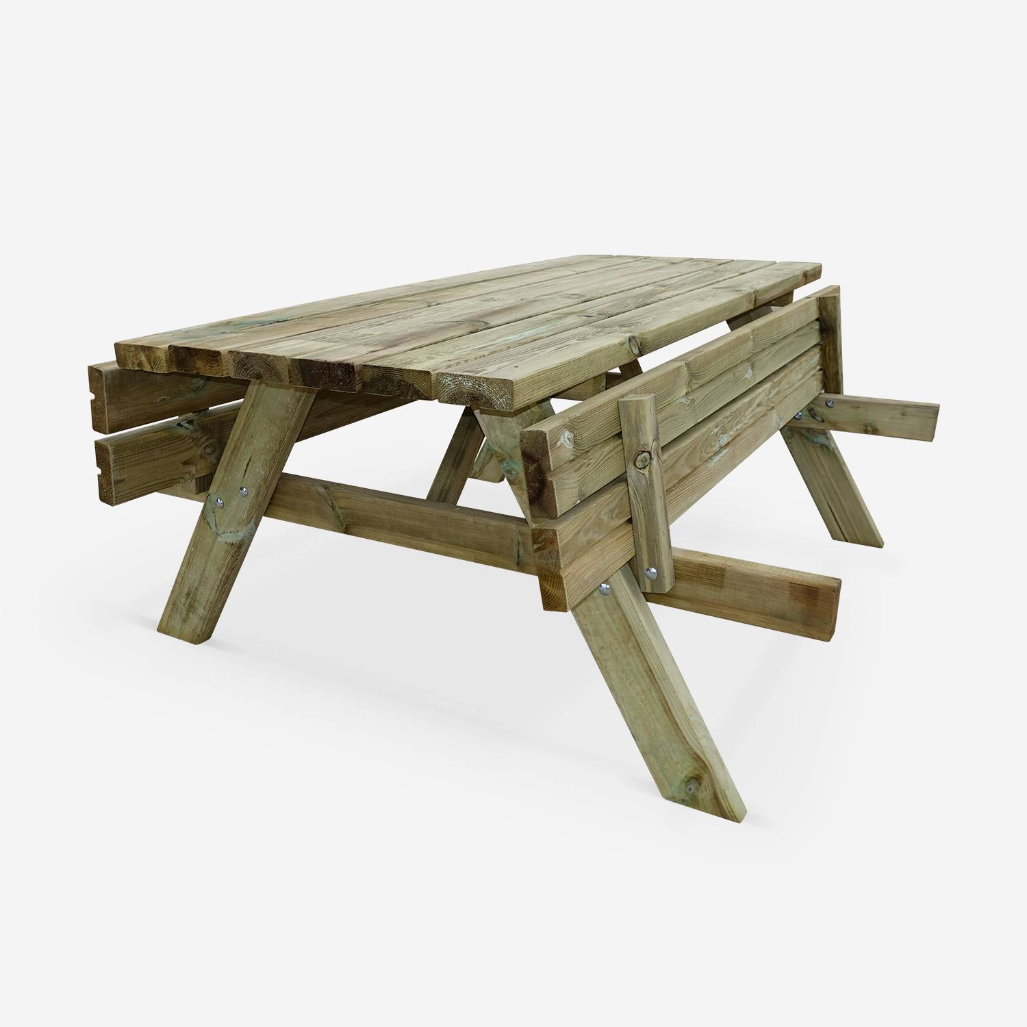 Lot de 4 tables de pique-nique 180 cm avec bancs rabattables en bois, 6 places - PANCHINA - Tables de jardin robustes en pin sylvestre FSC Photo4