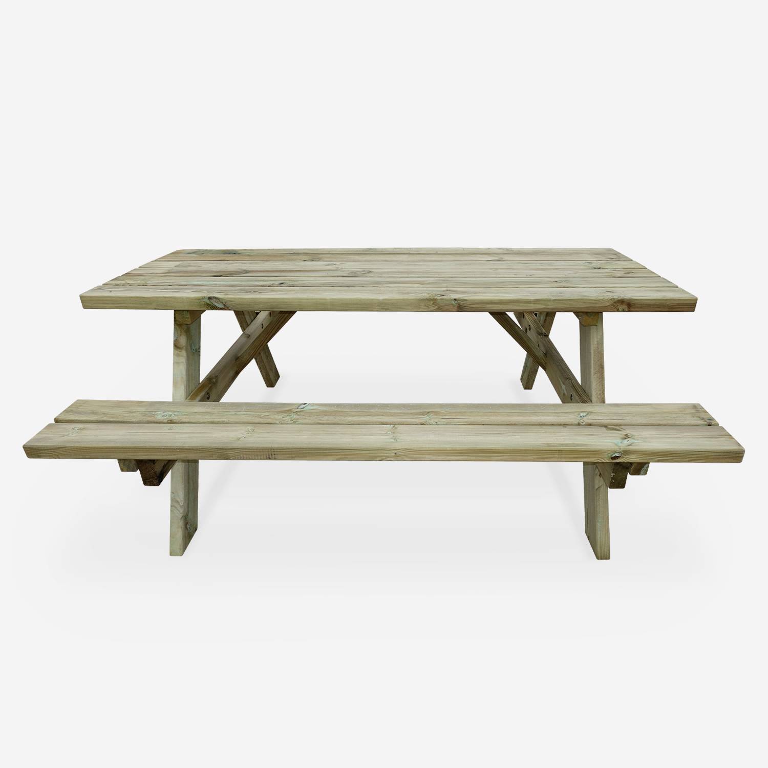 Set van 4 picknicktafels 180 cm met opklapbare houten banken, 6 zitplaatsen - PANCHINA - Stevige tuintafels in FSC grenenhout Photo5