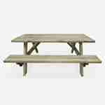 Lot de 4 tables de pique-nique 180 cm avec bancs pliants en bois, 6 places - PANCHINA - Tables de jardin robustes en bois de pin FSC Photo5