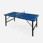 Mini table de ping pong 150x75cm - table pliable INDOOR bleue, avec 4 raquettes et 6 balles, valise de jeu pour utilisation intérieure, sport tennis de table Photo2