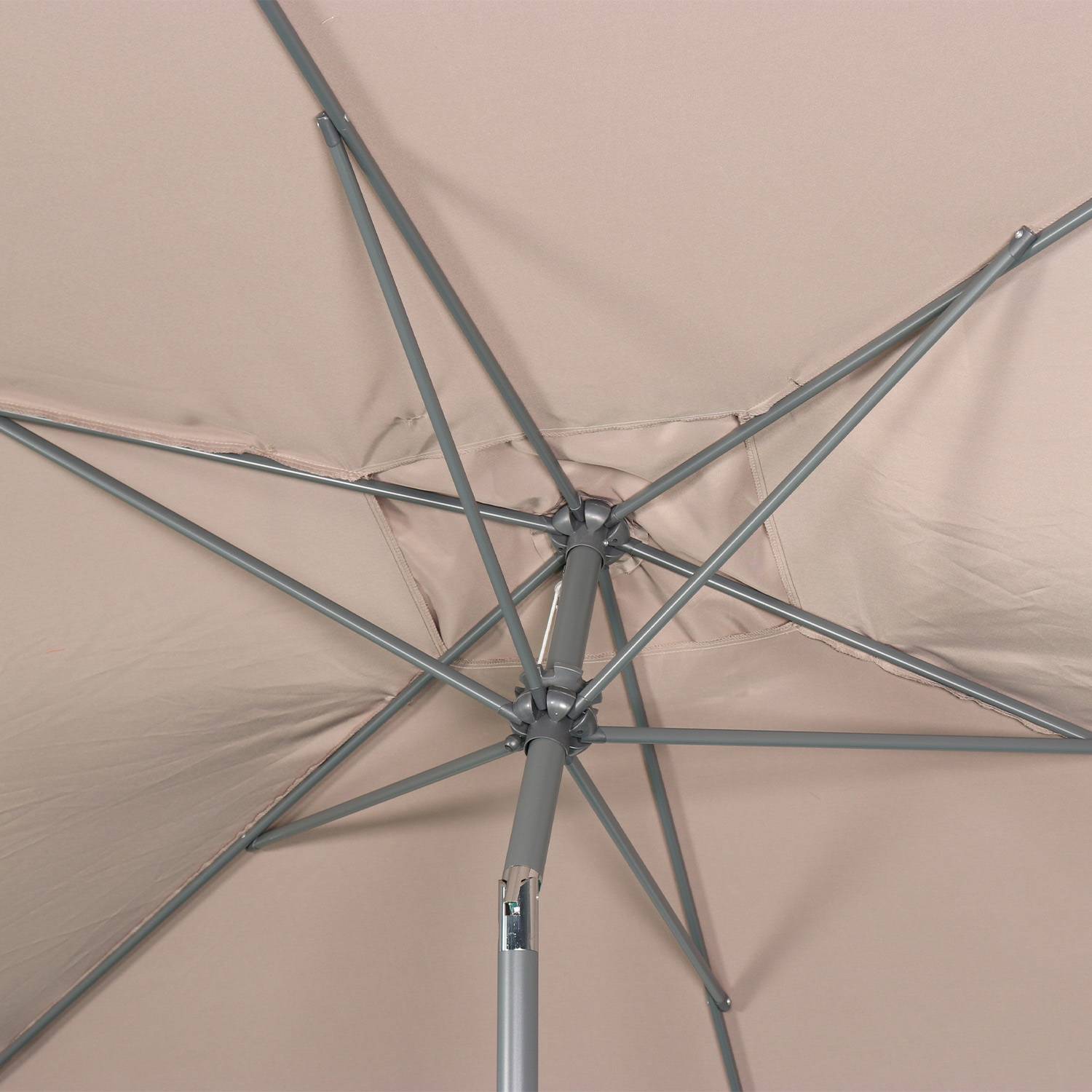 Parasol droit rectangulaire 2x3m - Touquet taupe - mât central en aluminium orientable et manivelle d'ouverture Photo7