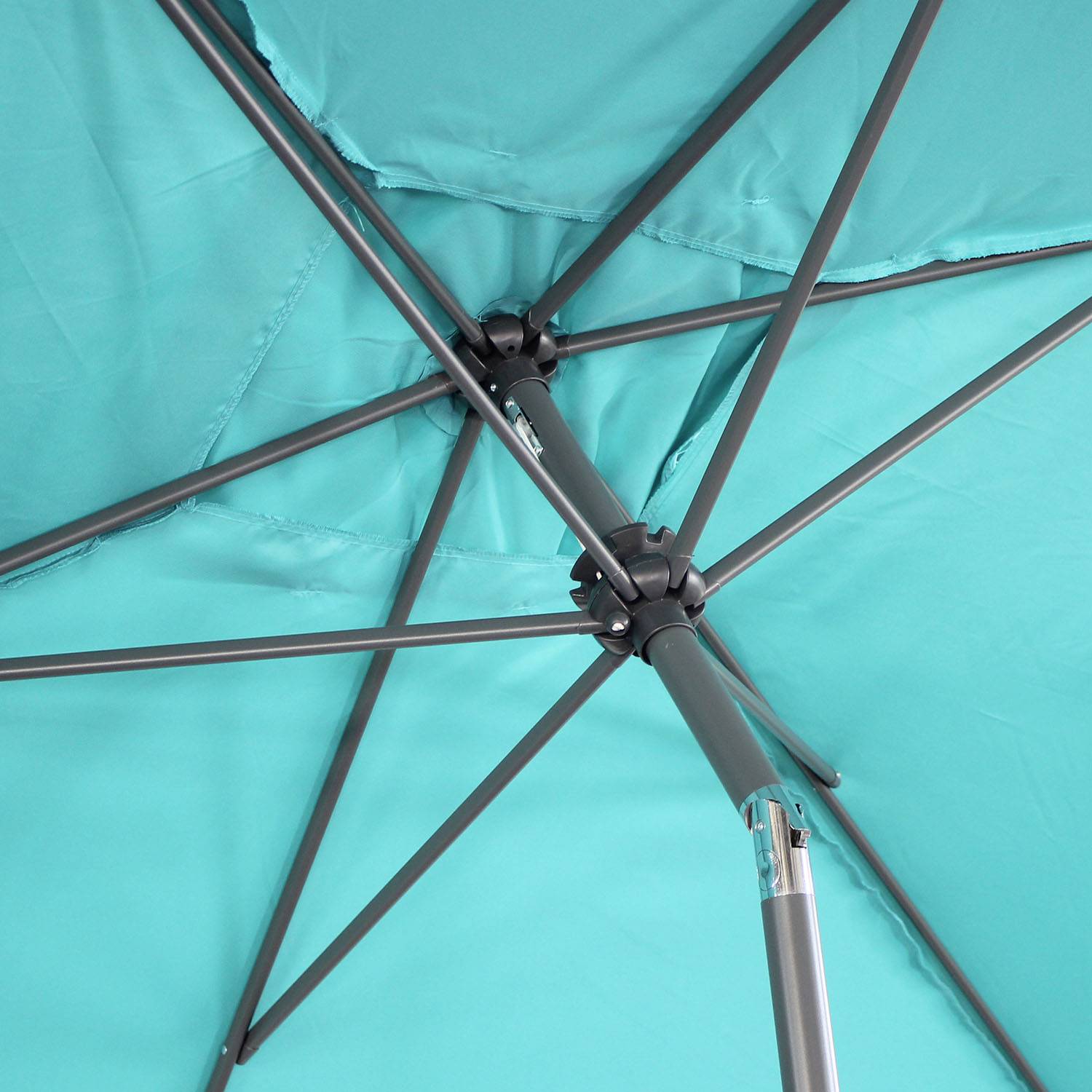 Parasol droit rectangulaire 2x3m - Touquet Turquoise - mât central en aluminium orientable et manivelle d'ouverture Photo6