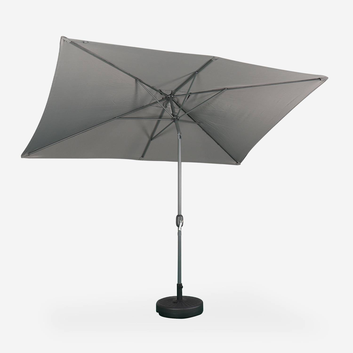 Parasol droit rectangulaire 2x3m - Touquet gris - mât central en aluminium orientable et manivelle d'ouverture Photo2
